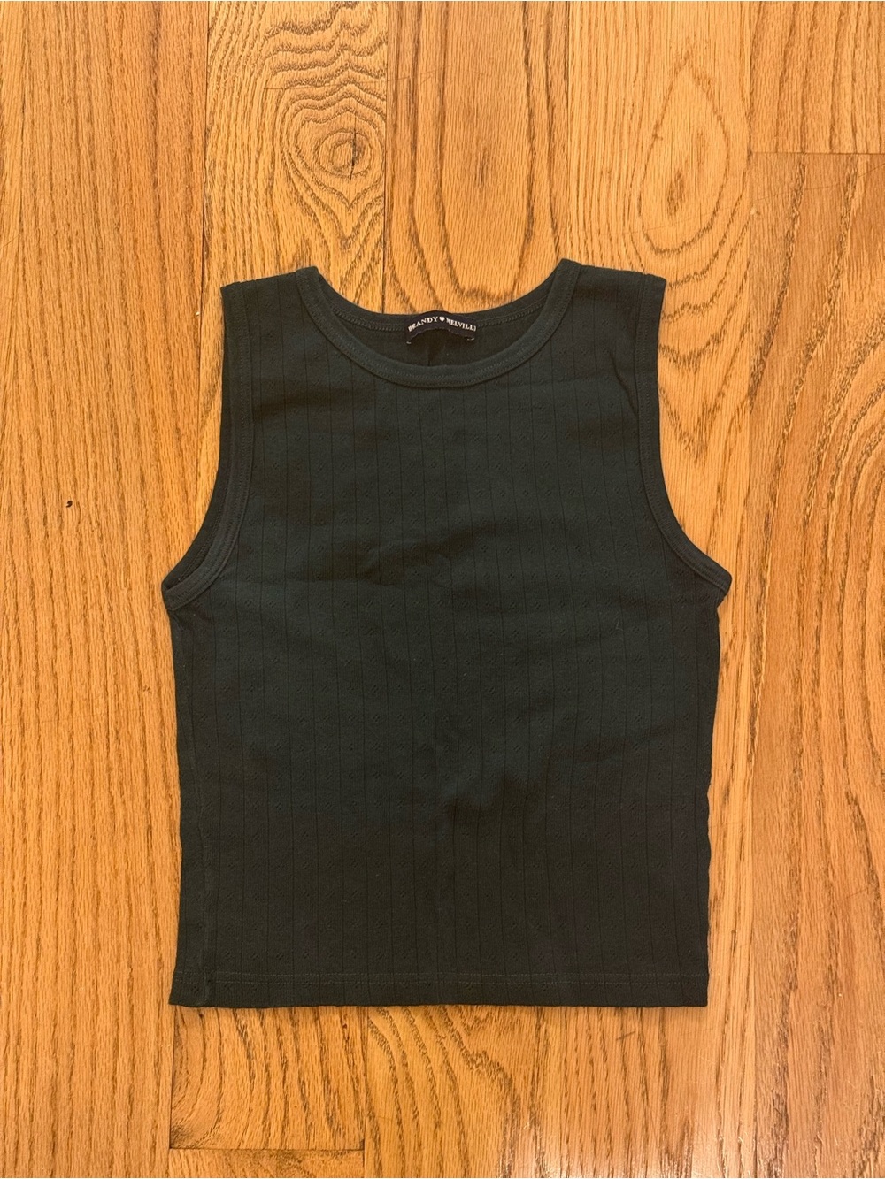 Brandy Melville Pointelle Cropped Tank Top - Forest Green